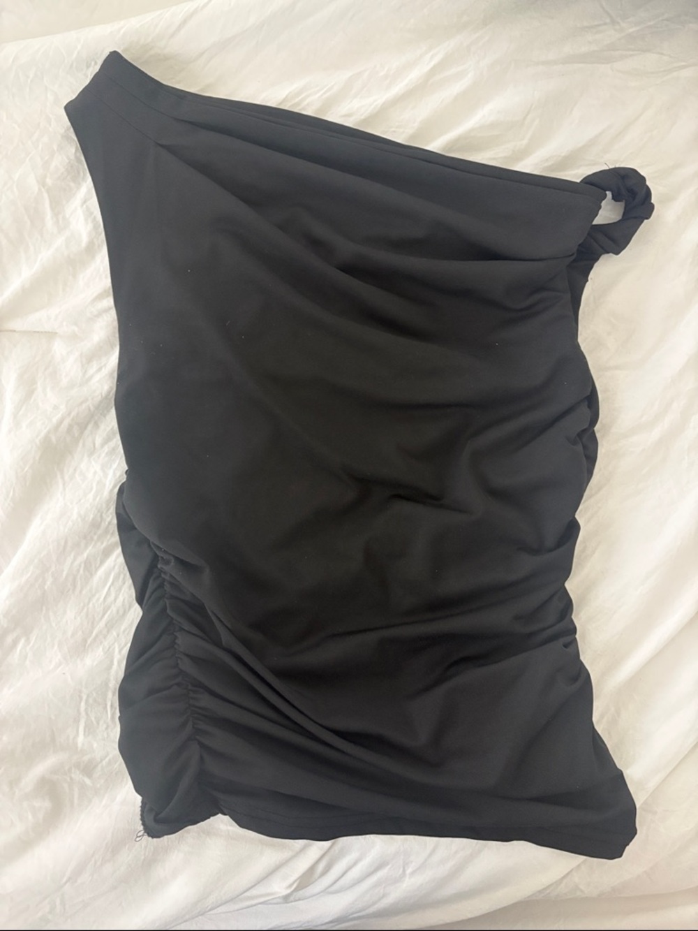 Off the Shoulder Black Ruched Top